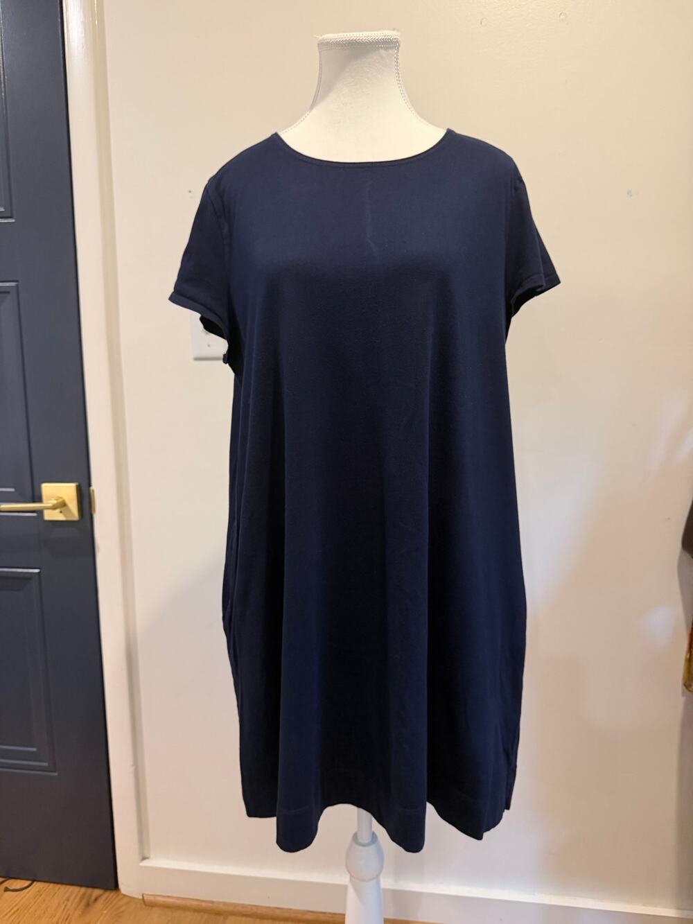 GAP Navy Cap Sleeve Classic T-Shirt Dress L XL pockets